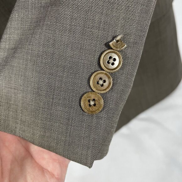 BROOKS BROTHERS BLAZER APPROX MENS 44 BEIGE BROWN TWO BUTTON WOOL SINGLE BREAST - Picture 3 of 12